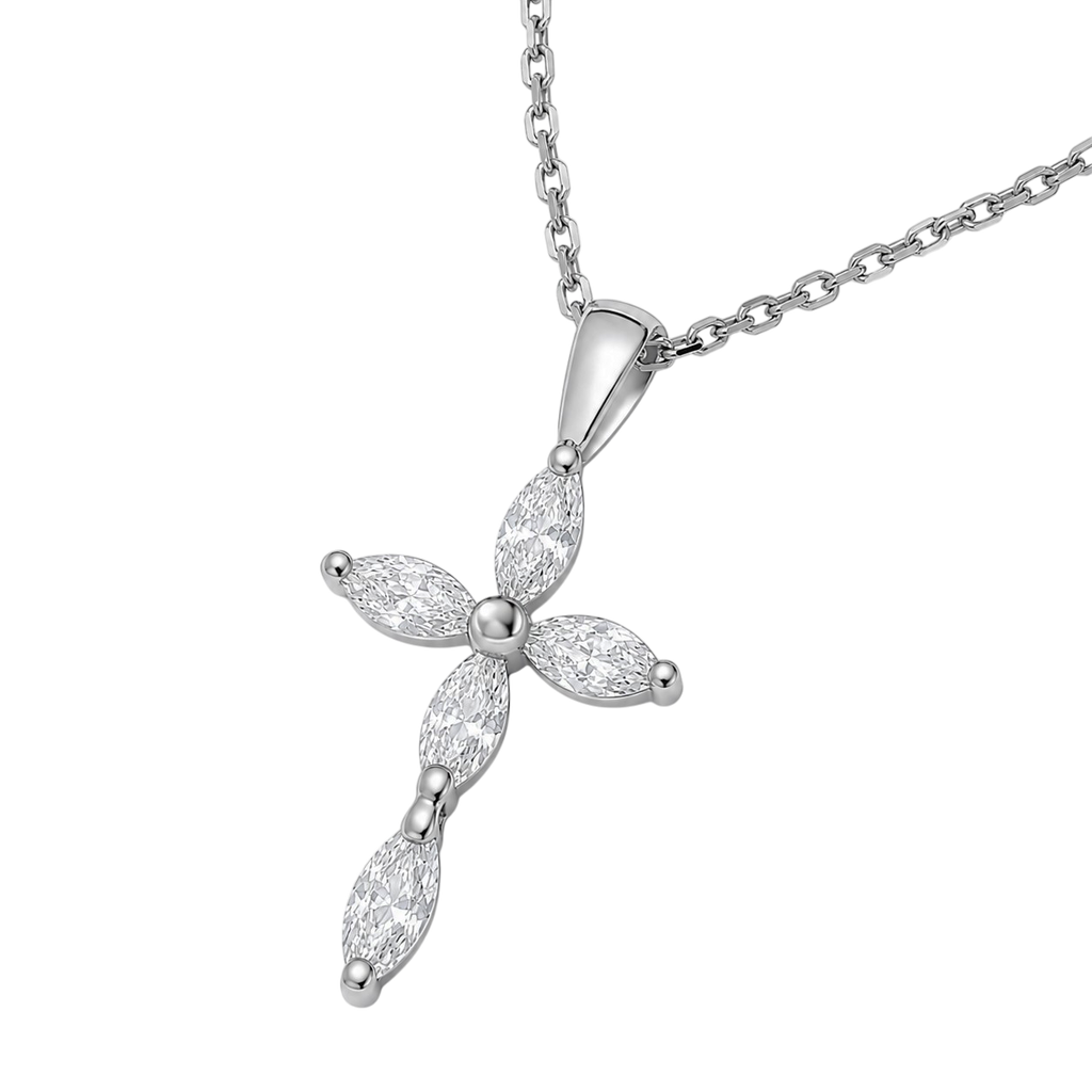 Collier Croix – Argent 925 Rhodié & Zirconiums