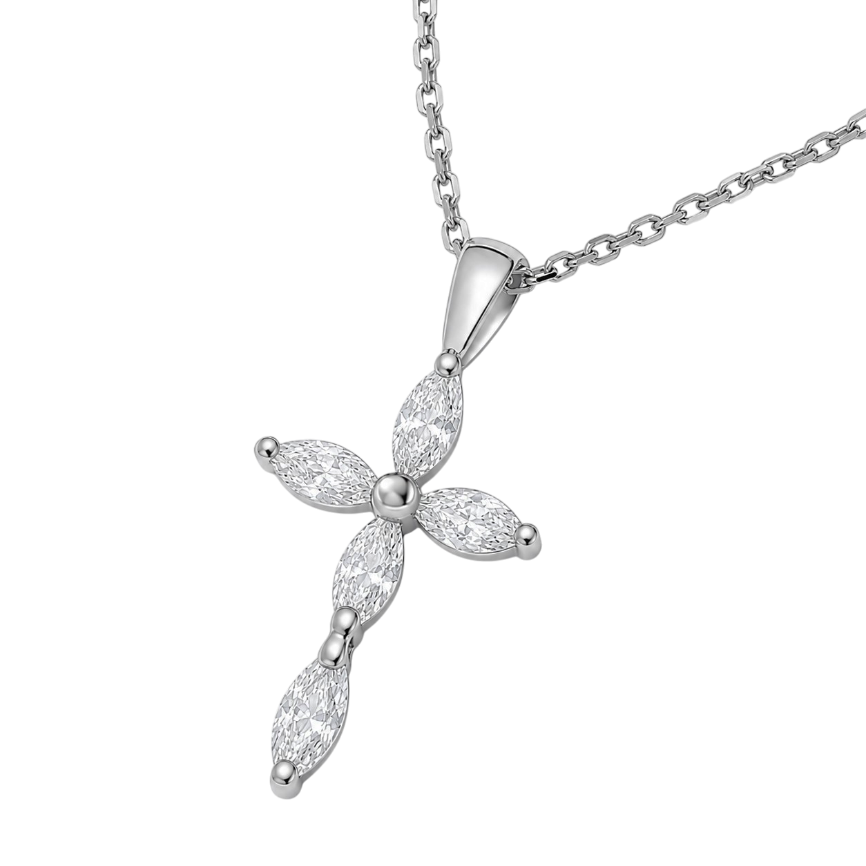 Collier Croix – Argent 925 Rhodié & Zirconiums