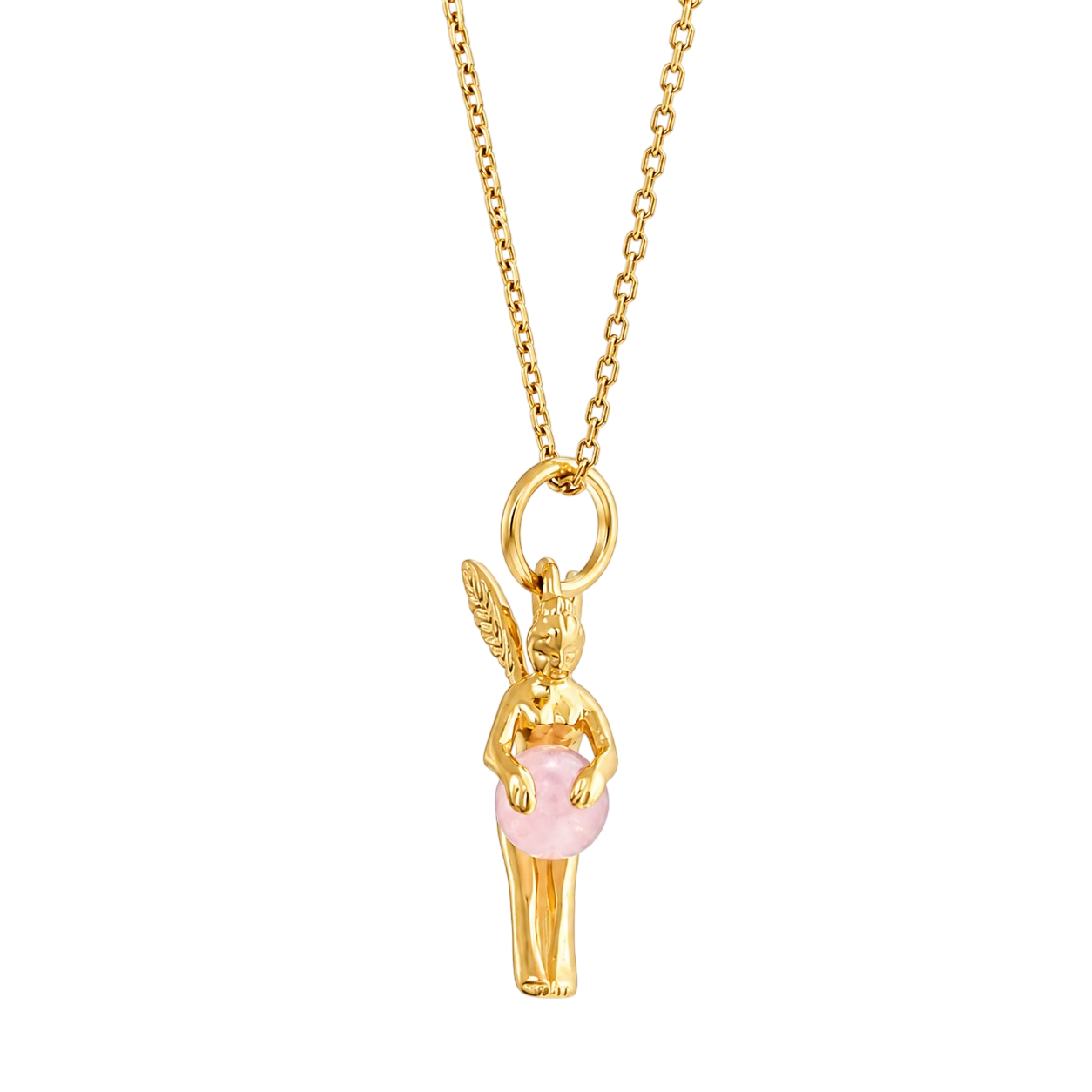 Collier Fée Quartz Rose – Plaqué Or Jaune 18 Carats