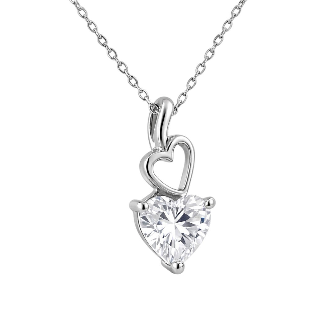 Collier Cœur Brillant – Argent 925 & Zirconium