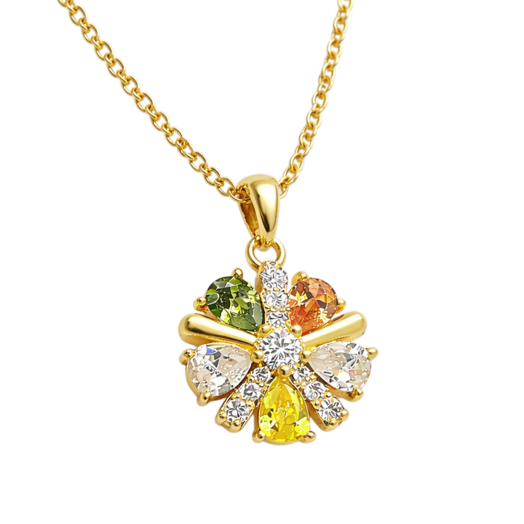 Collier Fleur Éclat – Plaqué Or 18 Carats & Zirconium