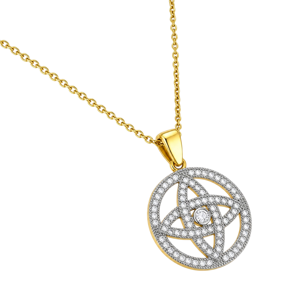 Collier Étoile Celtique Orinae – Plaqué Or Jaune & Blanc 18 Carats