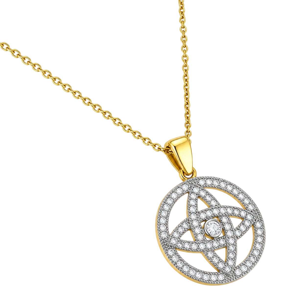 Collier Étoile Celtique Orinae – Plaqué Or Jaune & Blanc 18 Carats