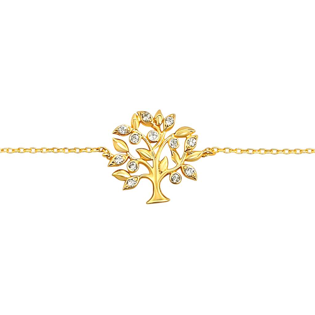Bracelet Arbre de Vie – Plaqué Or 18 Carats & Zirconiums