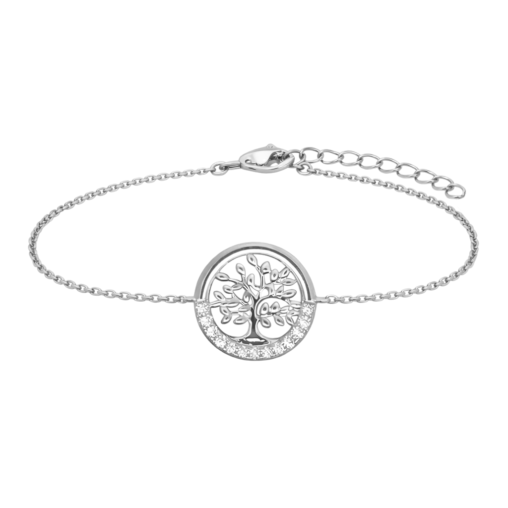 Bracelet Arbre de Vie en Argent Rhodié & Zirconium