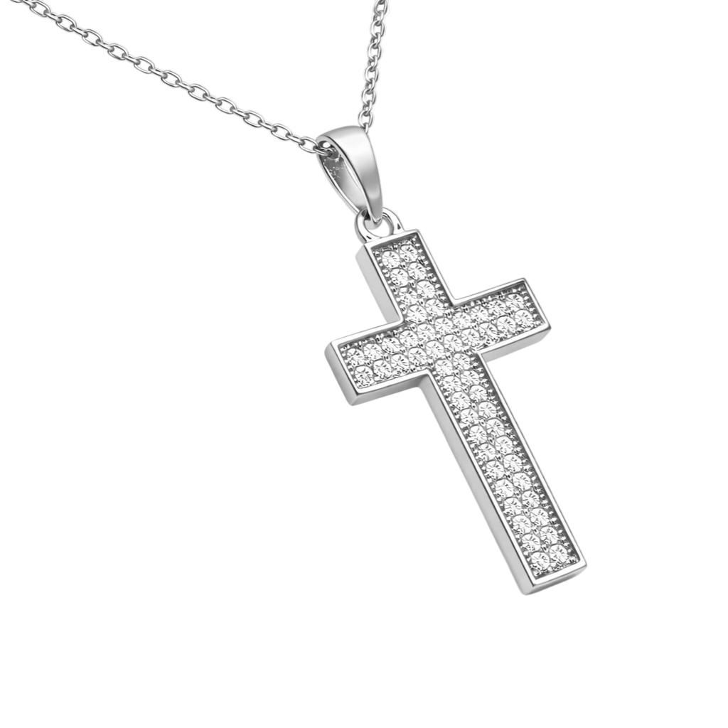 Collier Croix Orinae – Argent 925 Rhodié & Zirconium Microserti
