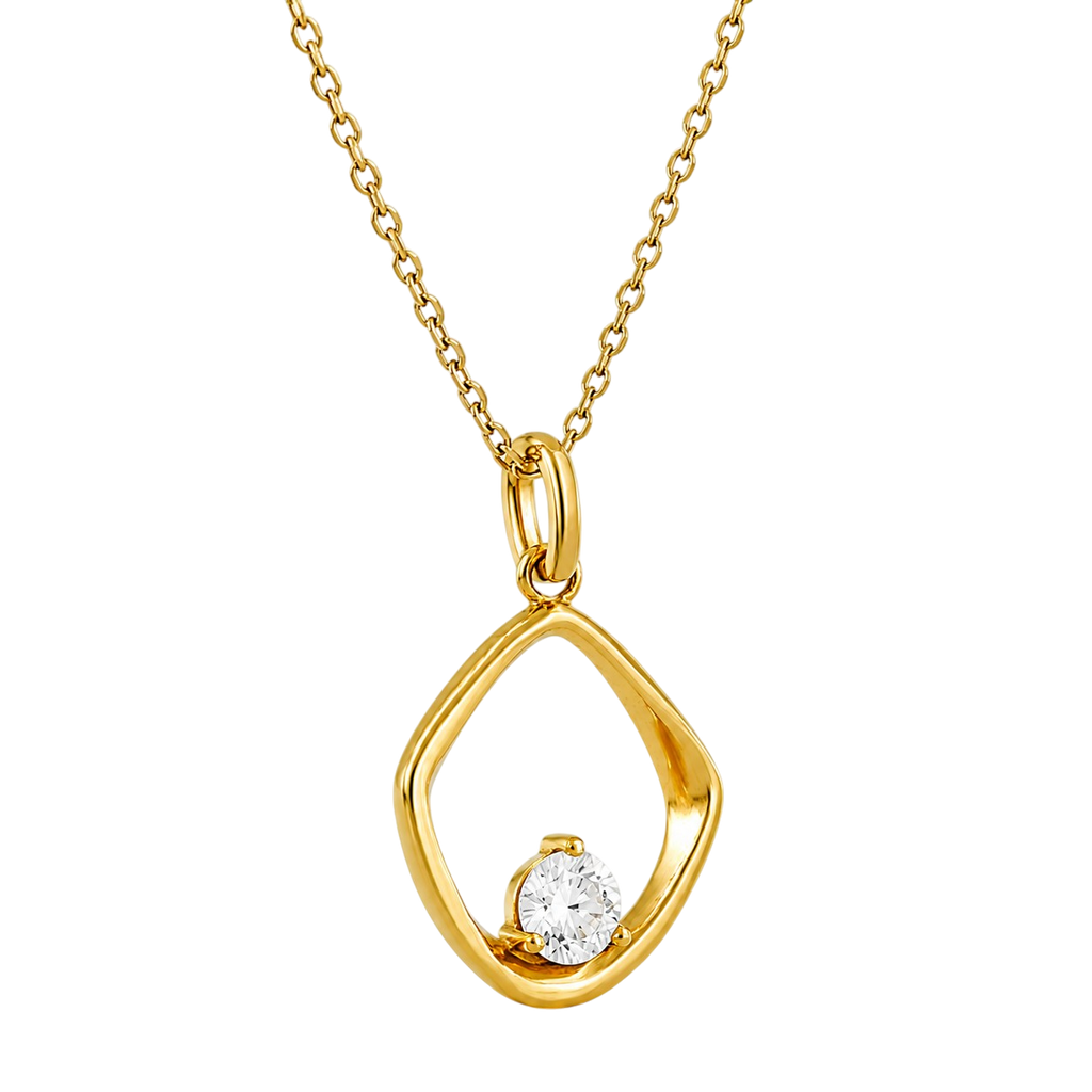 Collier Pendentif Zirconium Plaqué Or 18 Carats