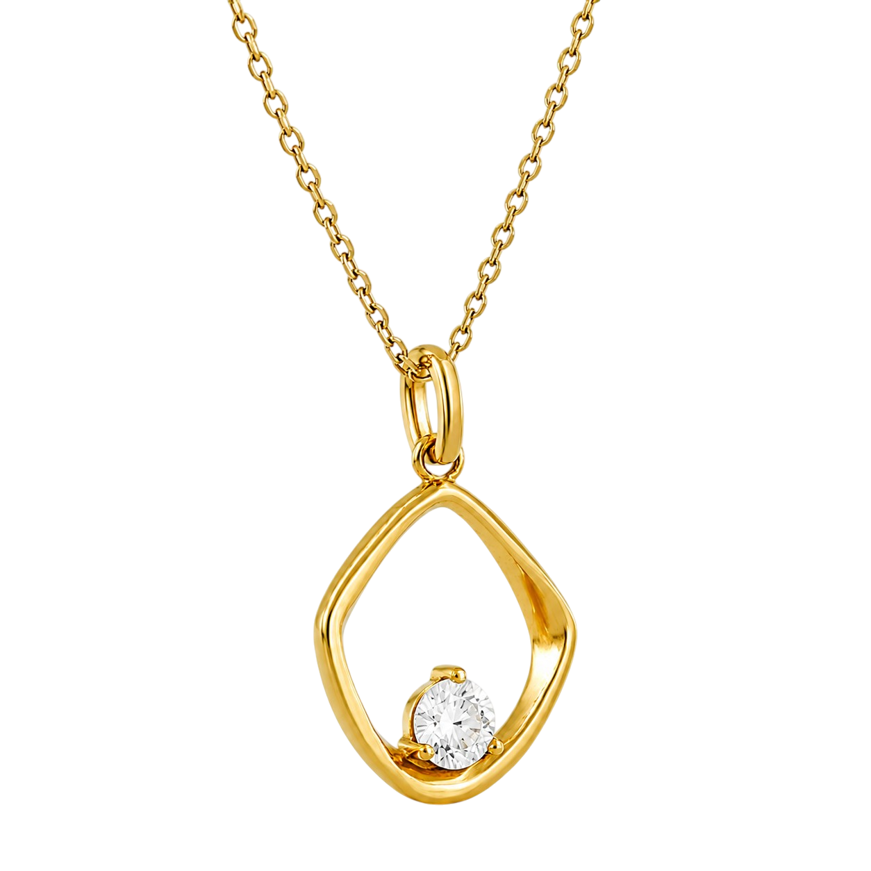 Collier Pendentif Zirconium Plaqué Or 18 Carats