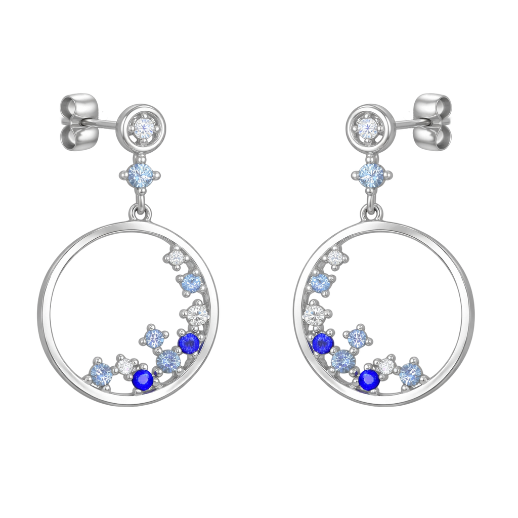 Boucles d’oreilles cercle en argent 925 rhodié & zirconium