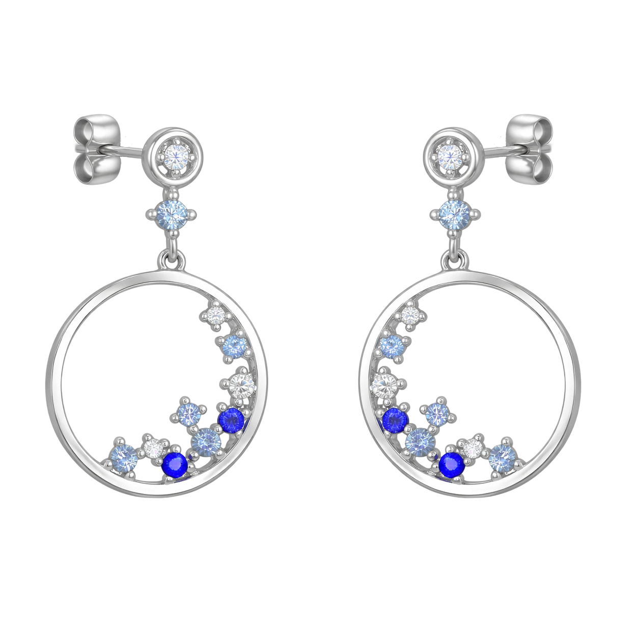 Boucles d’oreilles cercle en argent 925 rhodié & zirconium