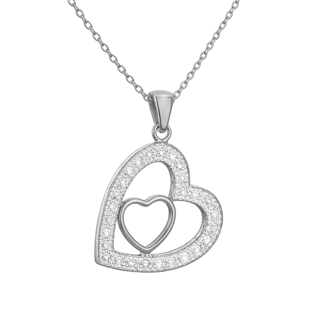 Collier Cœur Entrelacé – Argent 925 & Zirconiums