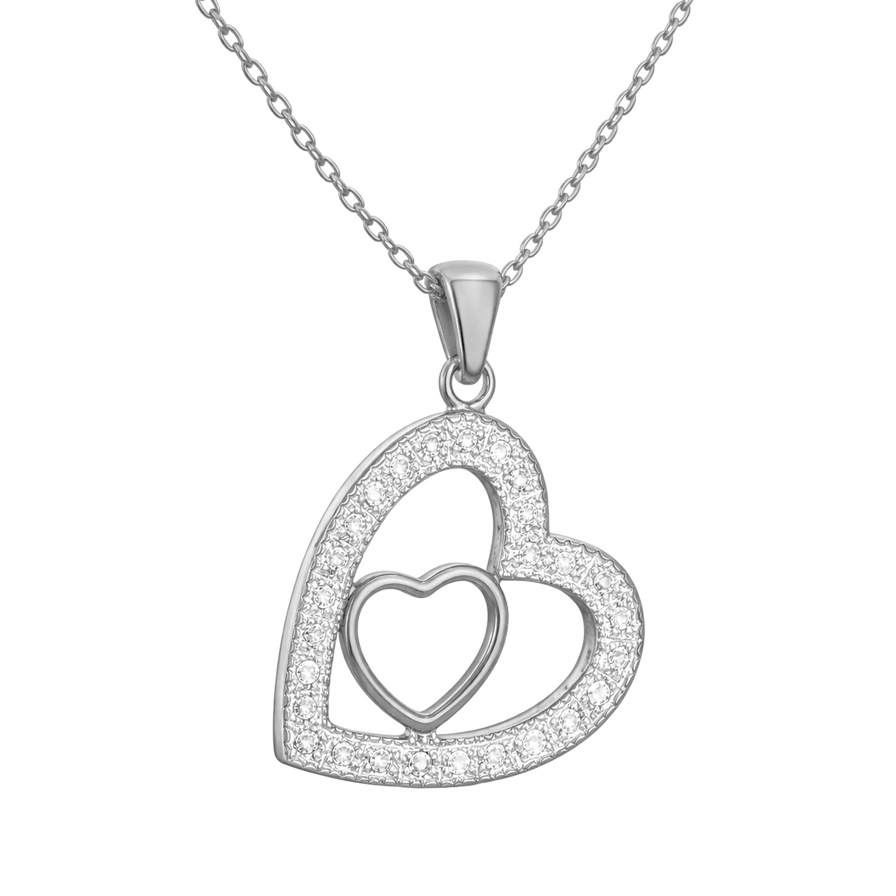 Collier Cœur Entrelacé – Argent 925 & Zirconiums