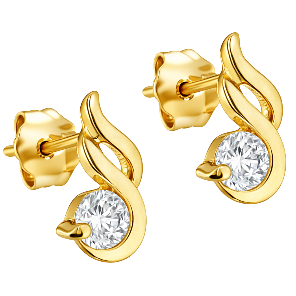Boucles d’oreilles plaqué or 18 carats & zirconium
