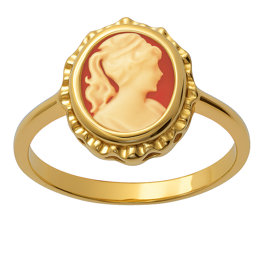 Bague Camée Rouge – Plaqué Or  | Bijou Femme Élégant & Intemporel