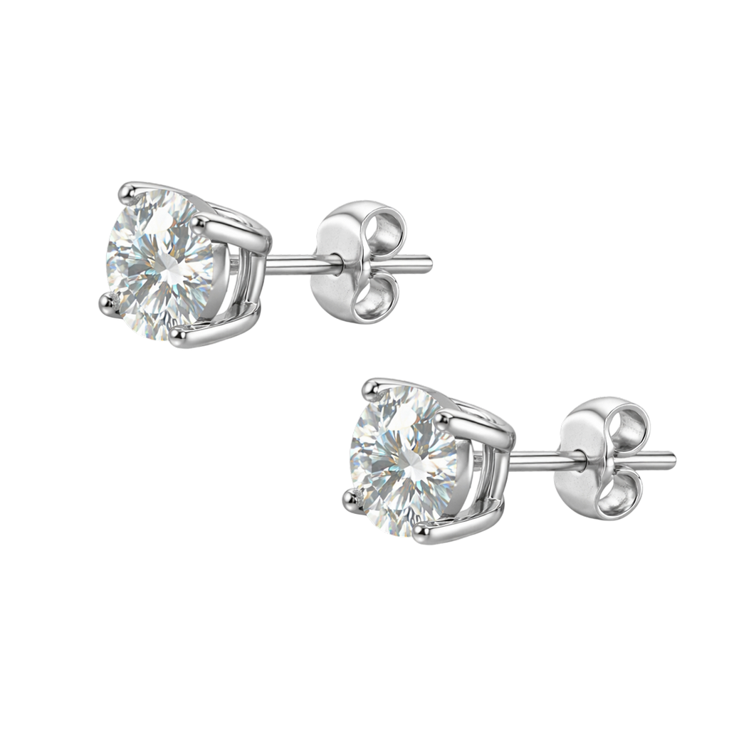 Boucles d’oreilles puces 5 mm en Argent 925 rhodié & Zirconium – Éclat diamant