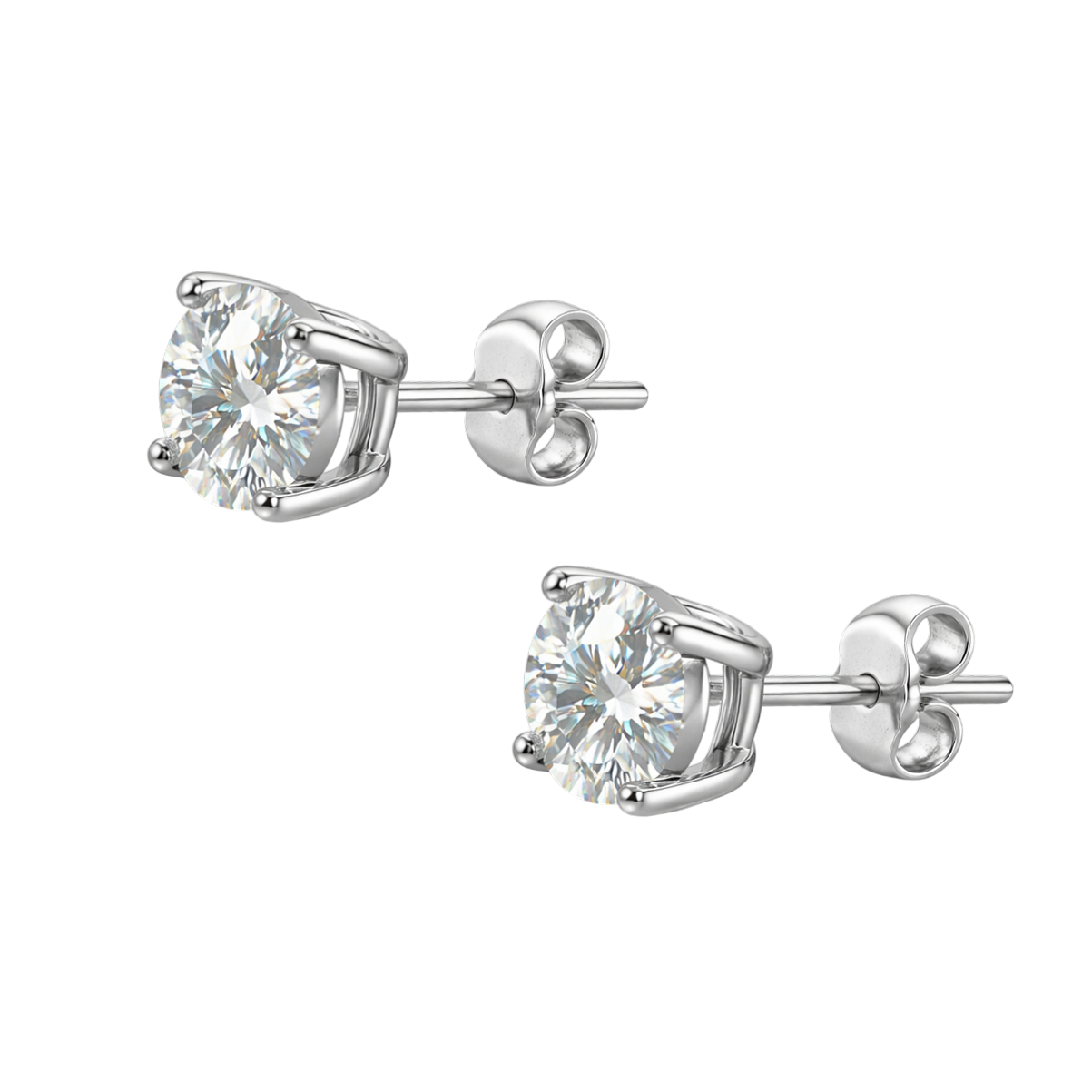 Boucles d’oreilles puces 5 mm en Argent 925 rhodié & Zirconium – Éclat diamant