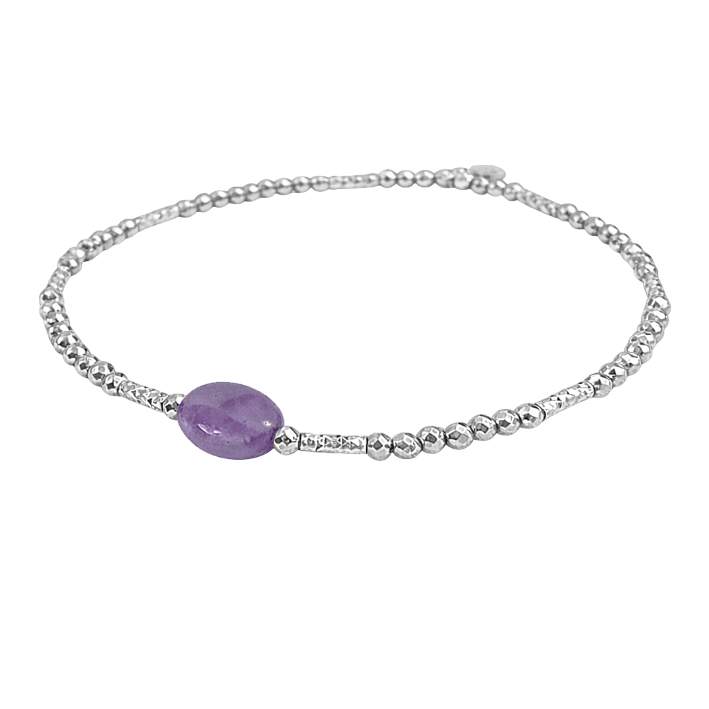 Bracelet en Argent 925 Rhodié & Améthyste
