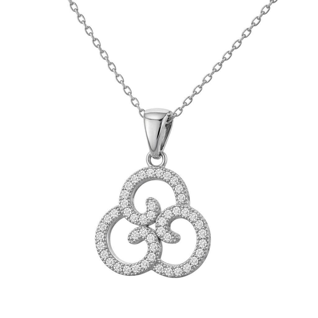 Collier Motif Celtique – Argent 925 Rhodié & Zirconium