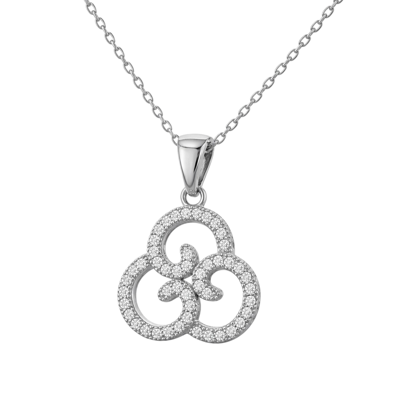 Collier Motif Celtique – Argent 925 Rhodié & Zirconium