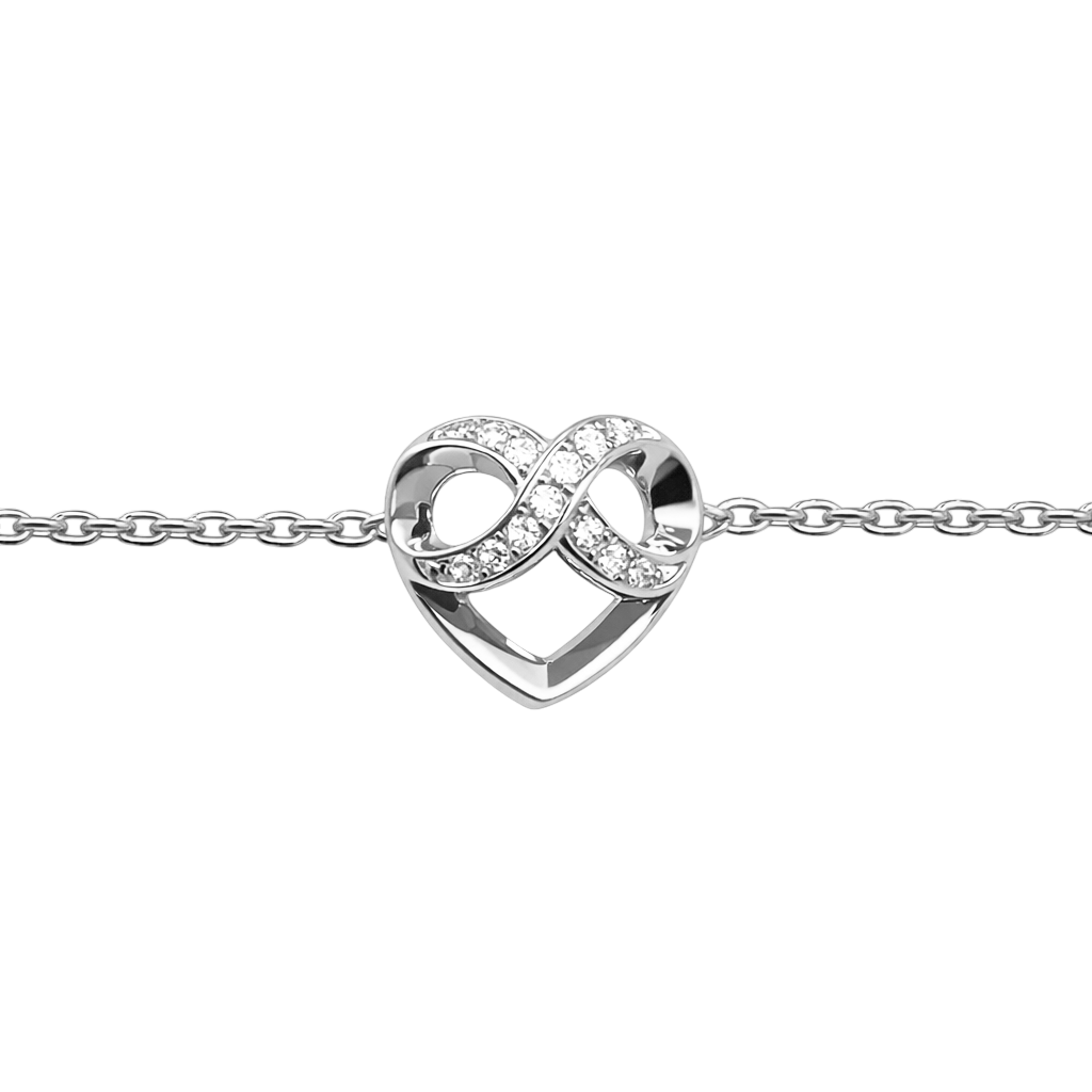 Bracelet Cœur Infini en Argent 925 & Zirconium