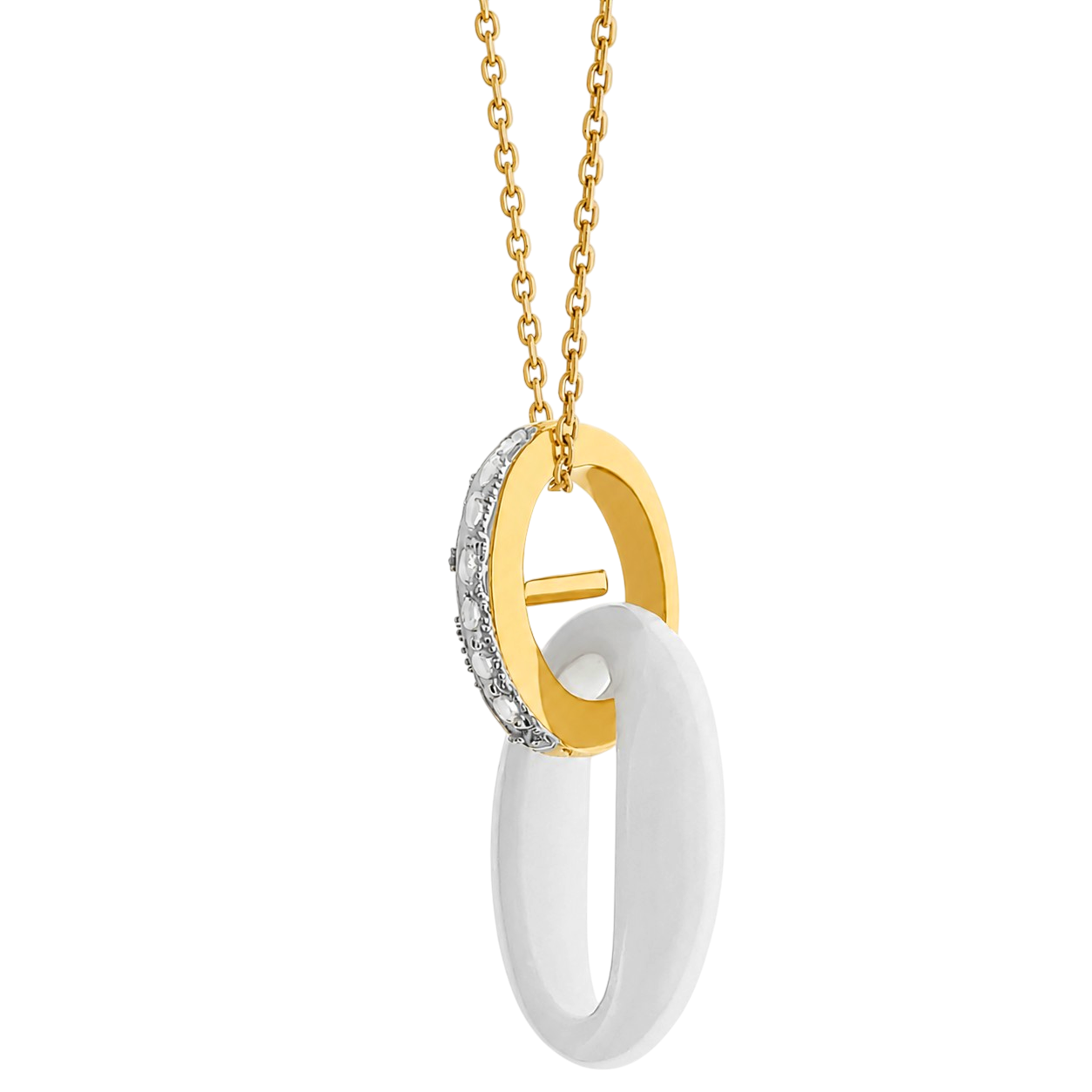 Collier Céramique Blanche & Zirconiums – Plaqué Or 18 Carats