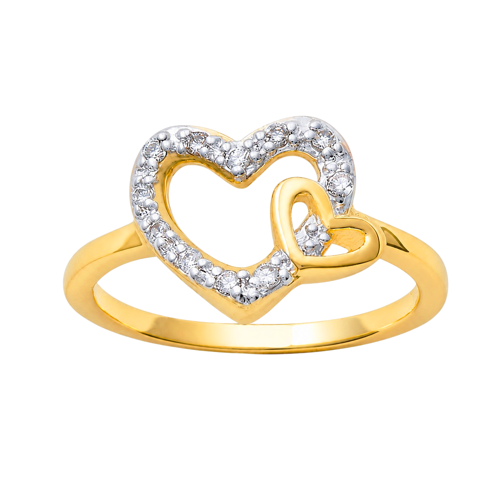 Bague Cœur Zirconium – Plaqué Or 18 Carats