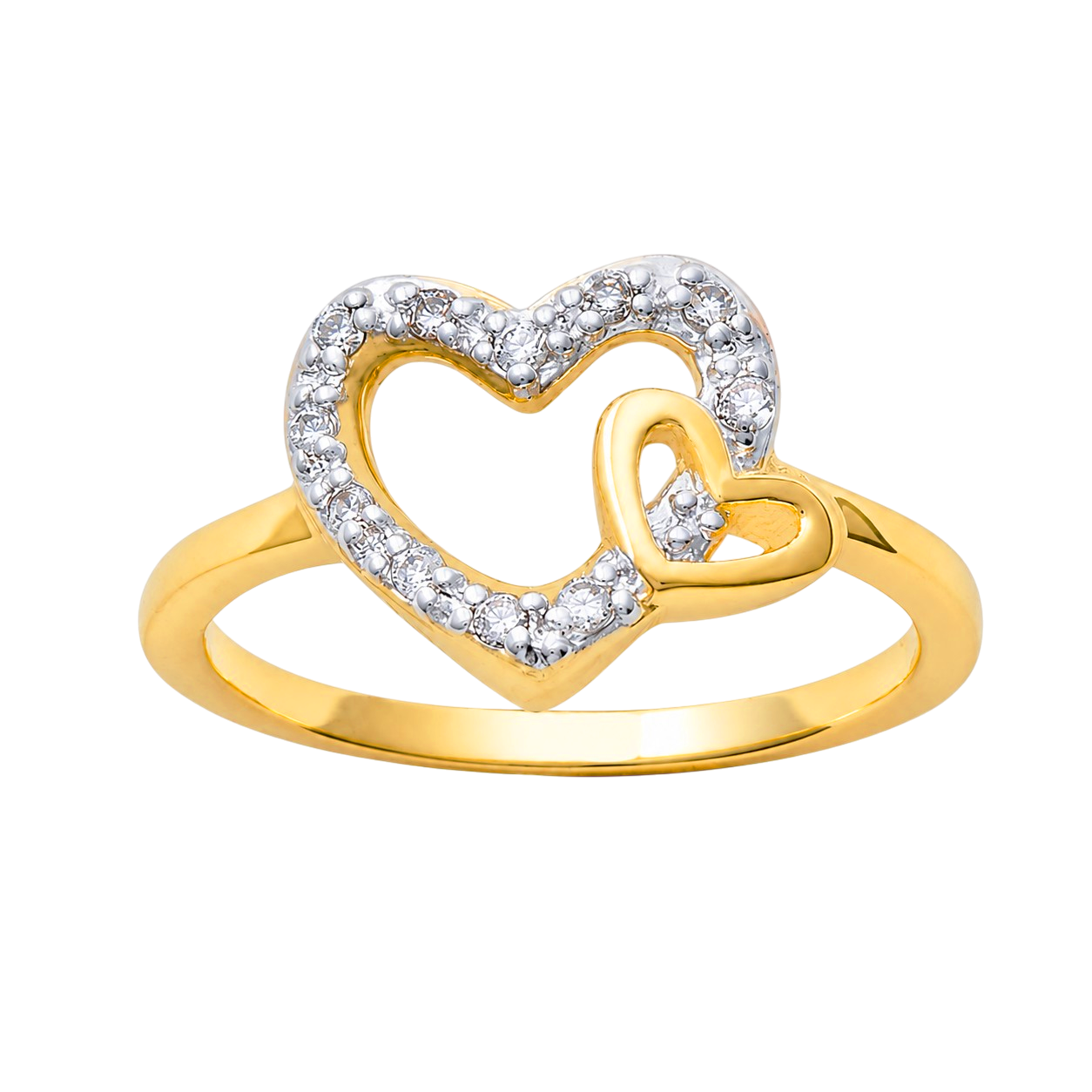 Bague Cœur Zirconium – Plaqué Or 18 Carats
