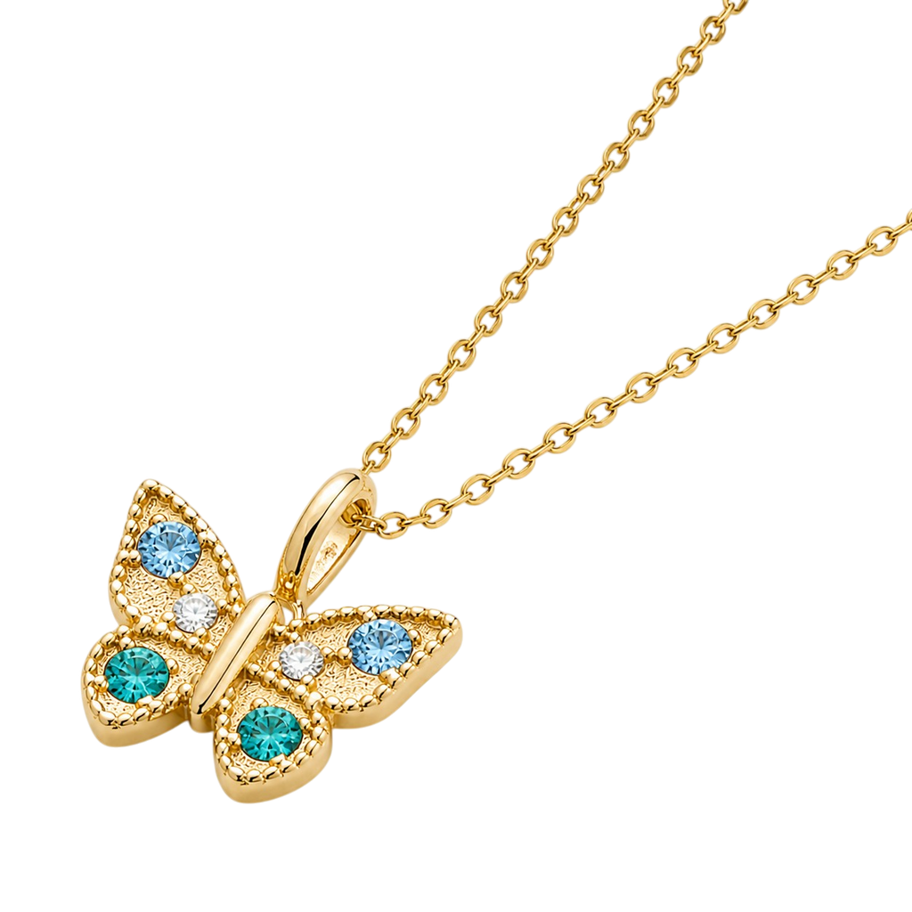 Collier Papillon – Plaqué Or 18K & Zirconium