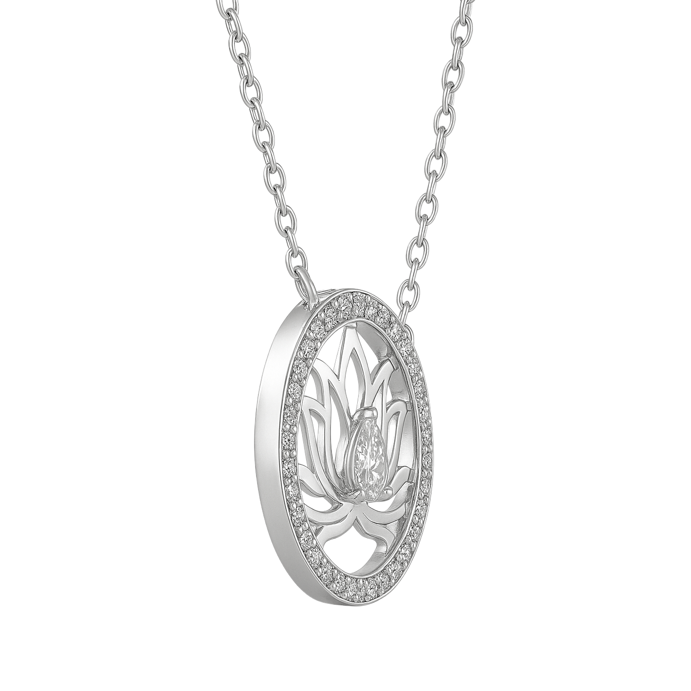 Collier Fleur de Lotus – Argent 925 Rhodié & Zirconium