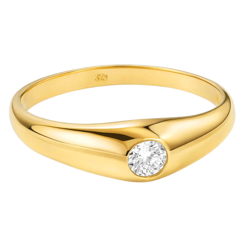 Bague Fine Plaqué Or 18 Carats & Zirconium – Élégance Minimaliste
