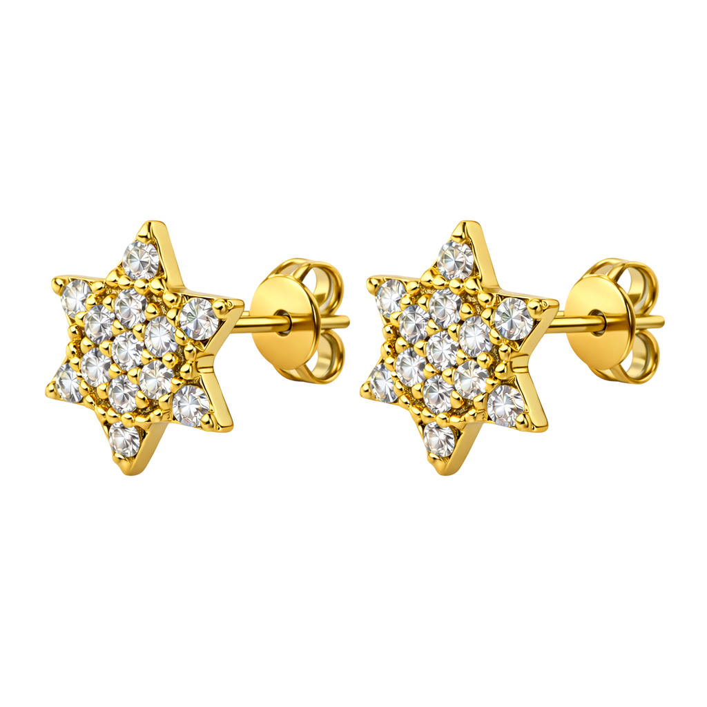 Boucles d’oreilles Étoile – Plaqué Or 18 Carats & Zirconium