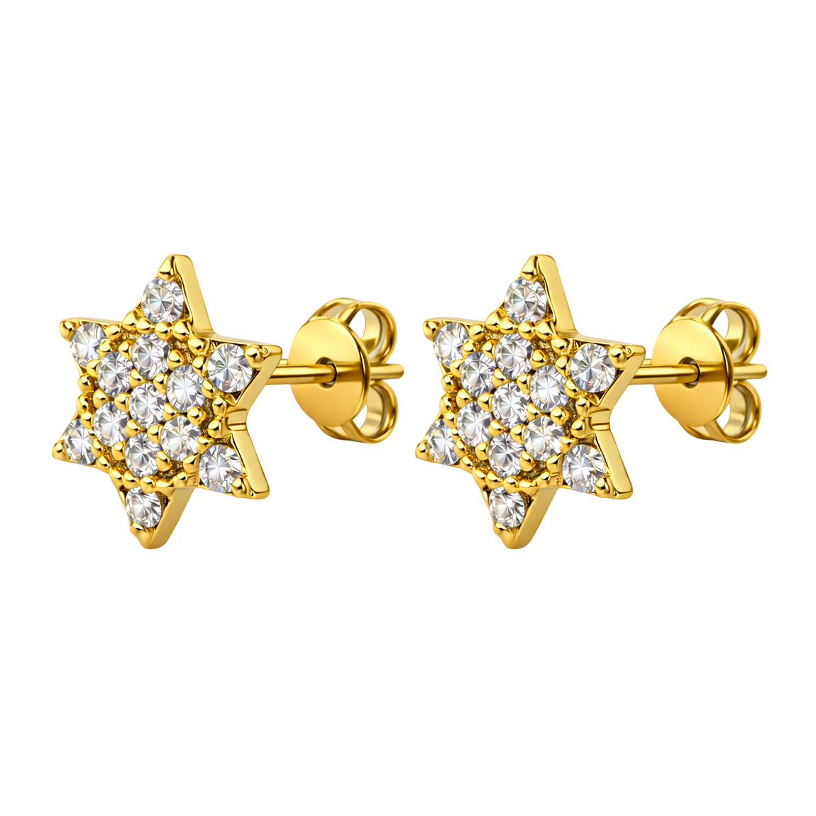 Boucles d’oreilles Étoile – Plaqué Or 18 Carats & Zirconium