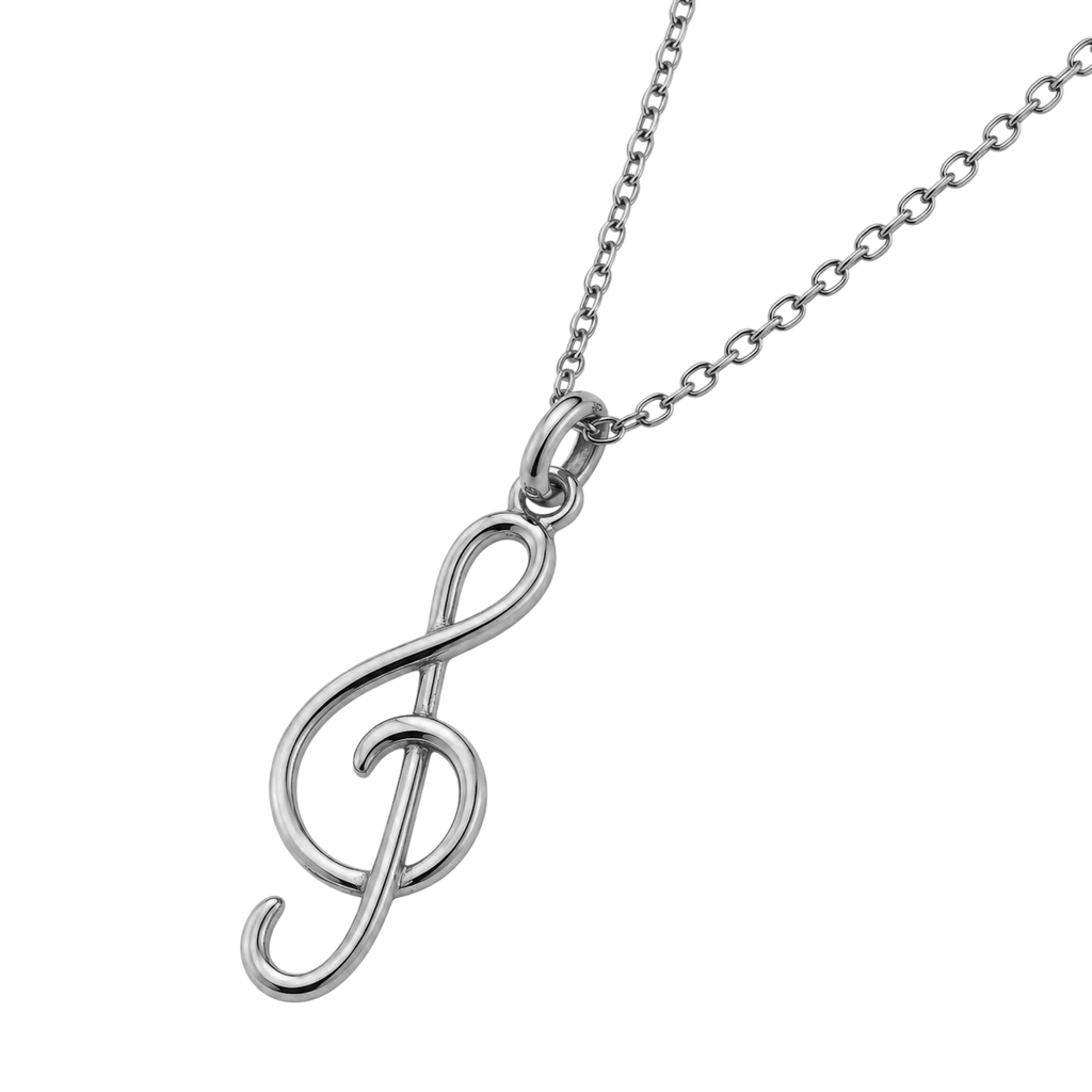 Collier Clé de Sol en Argent 925 Rhodié – Mixte