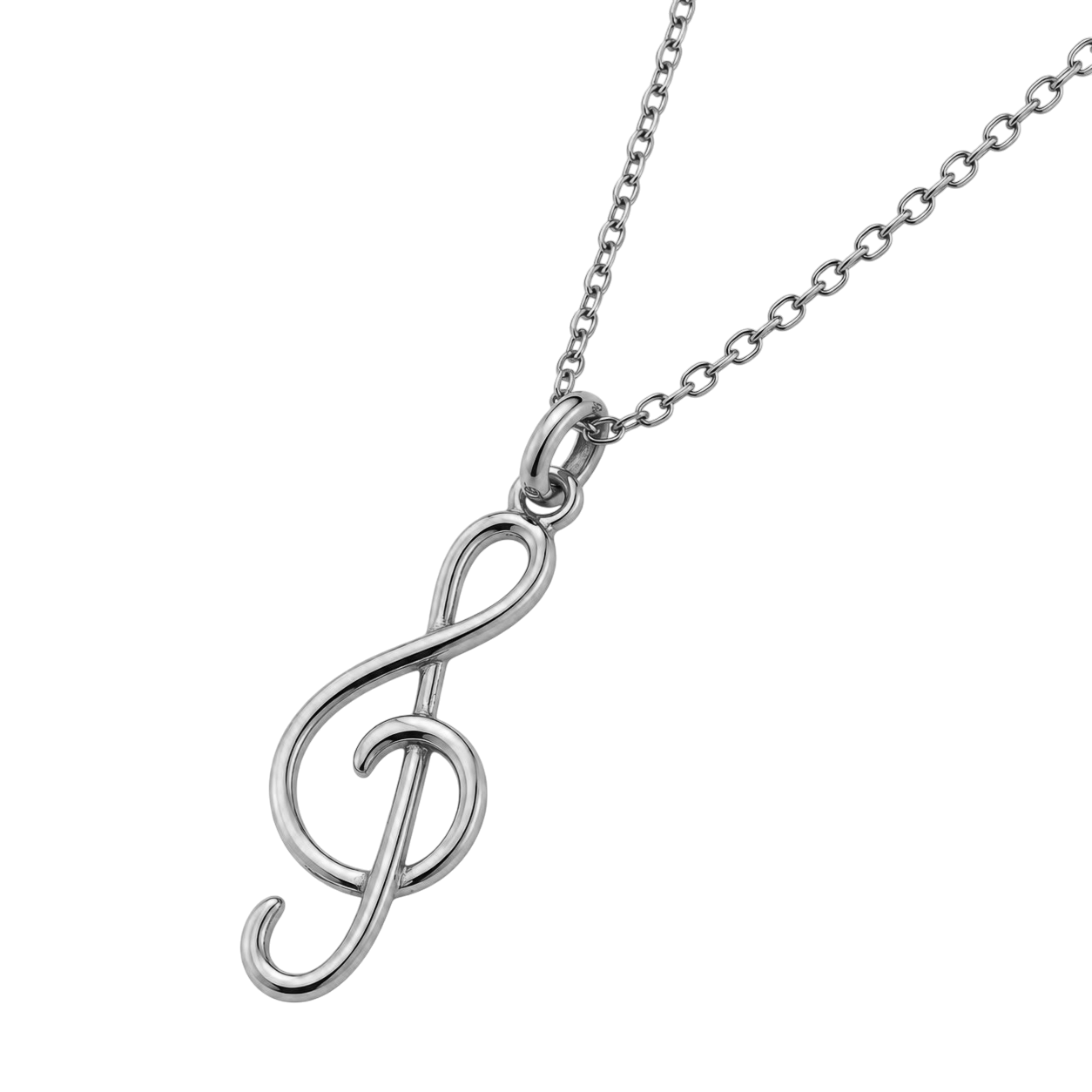 Collier Clé de Sol en Argent 925 Rhodié – Mixte