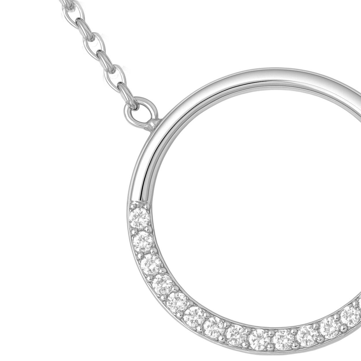 Collier Cercle en Argent 925 Rhodié & Zirconium