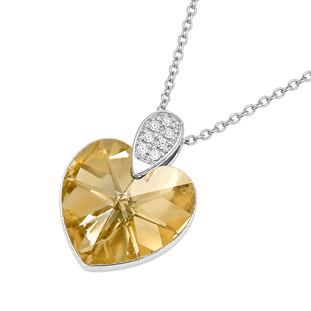 Collier Cœur Cristal & Zirconiums en Argent 925 Rhodié