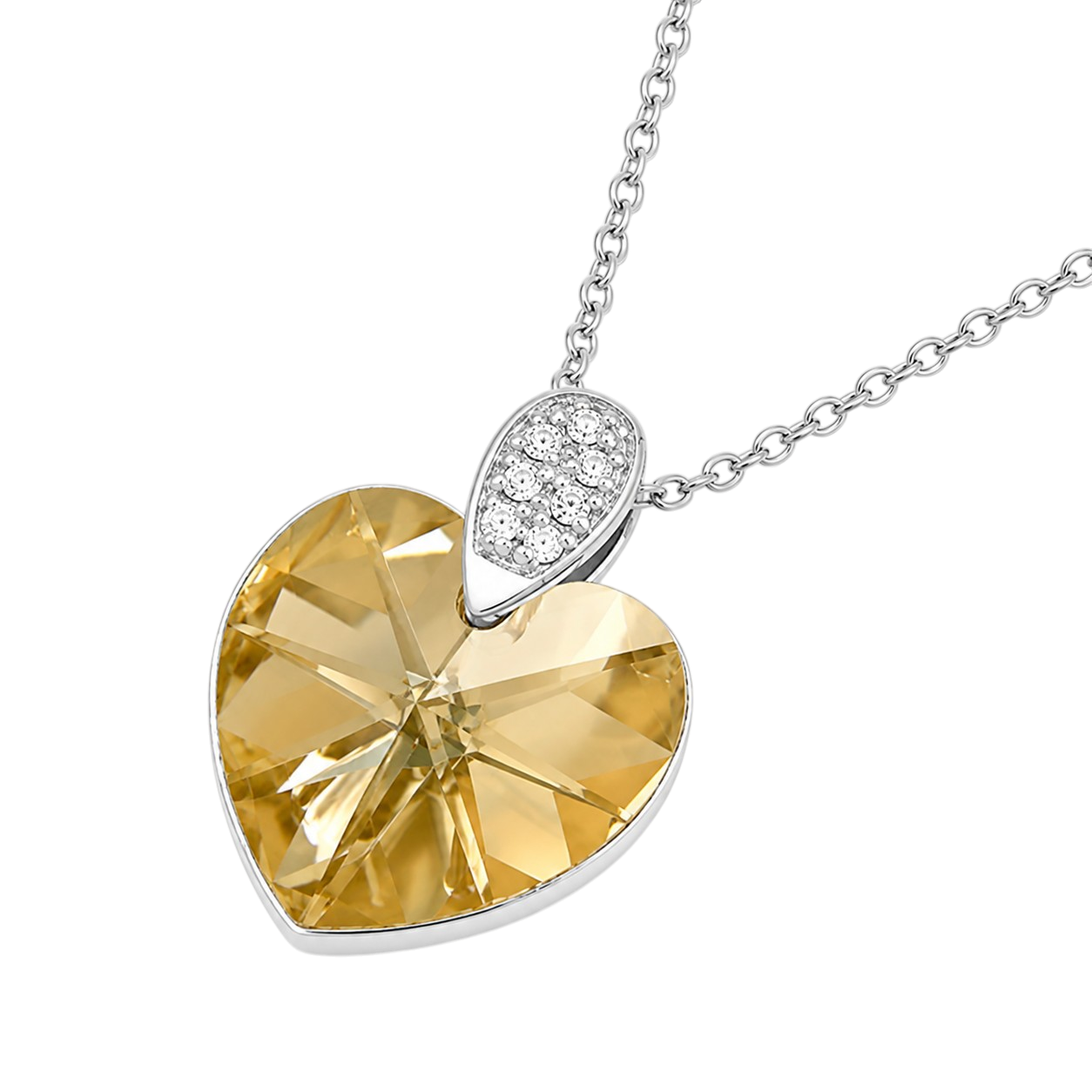 Collier Cœur Cristal & Zirconiums en Argent 925 Rhodié