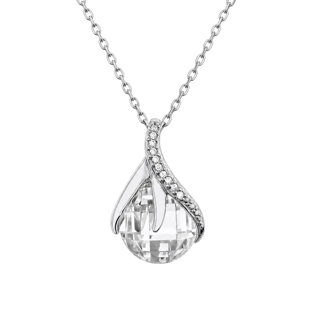 Collier Goutte Éclat Argent 925 Rhodié & Zirconium