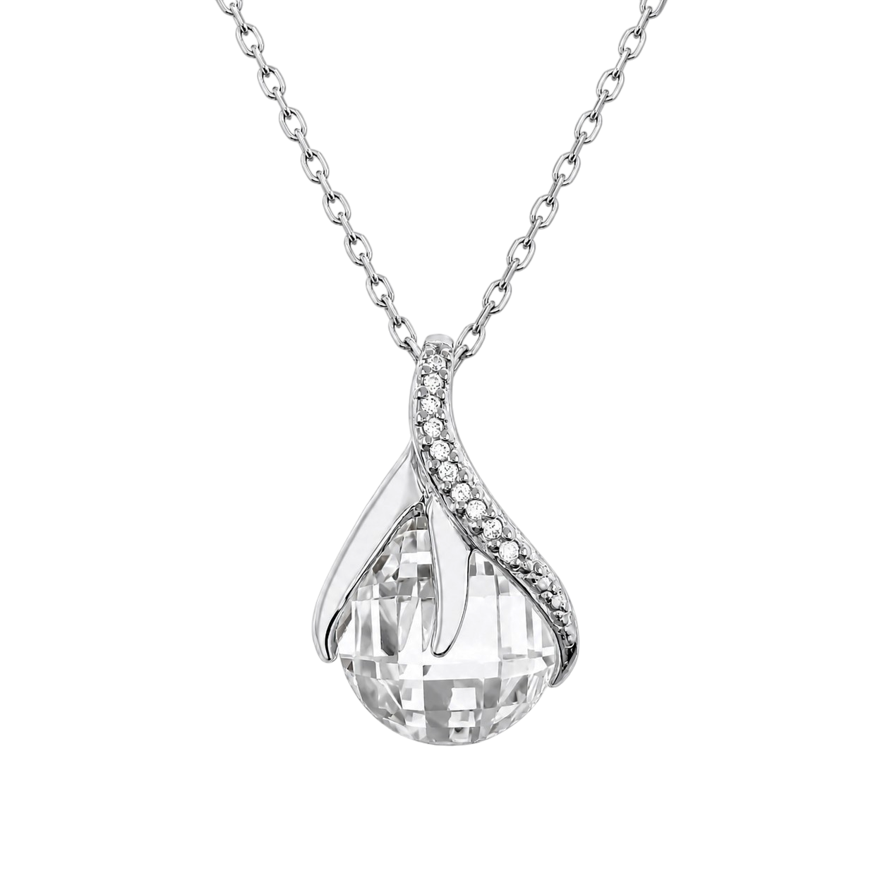 Collier Goutte Éclat Argent 925 Rhodié & Zirconium