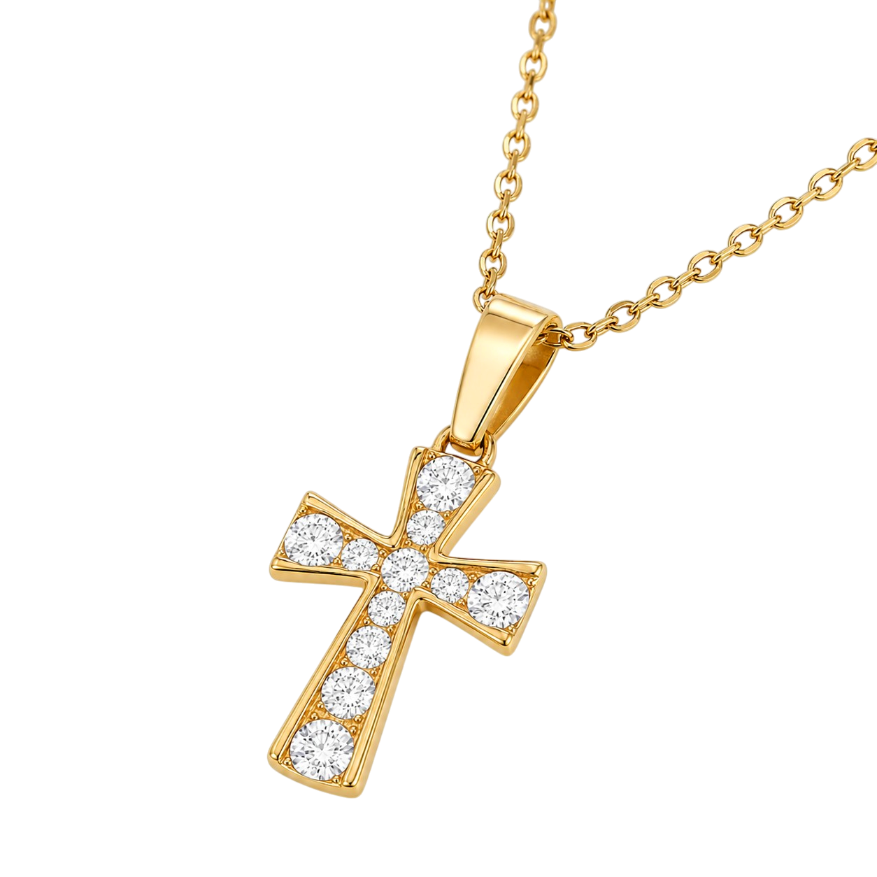 Collier Croix Zirconium Plaqué Or Jaune 18 Carats