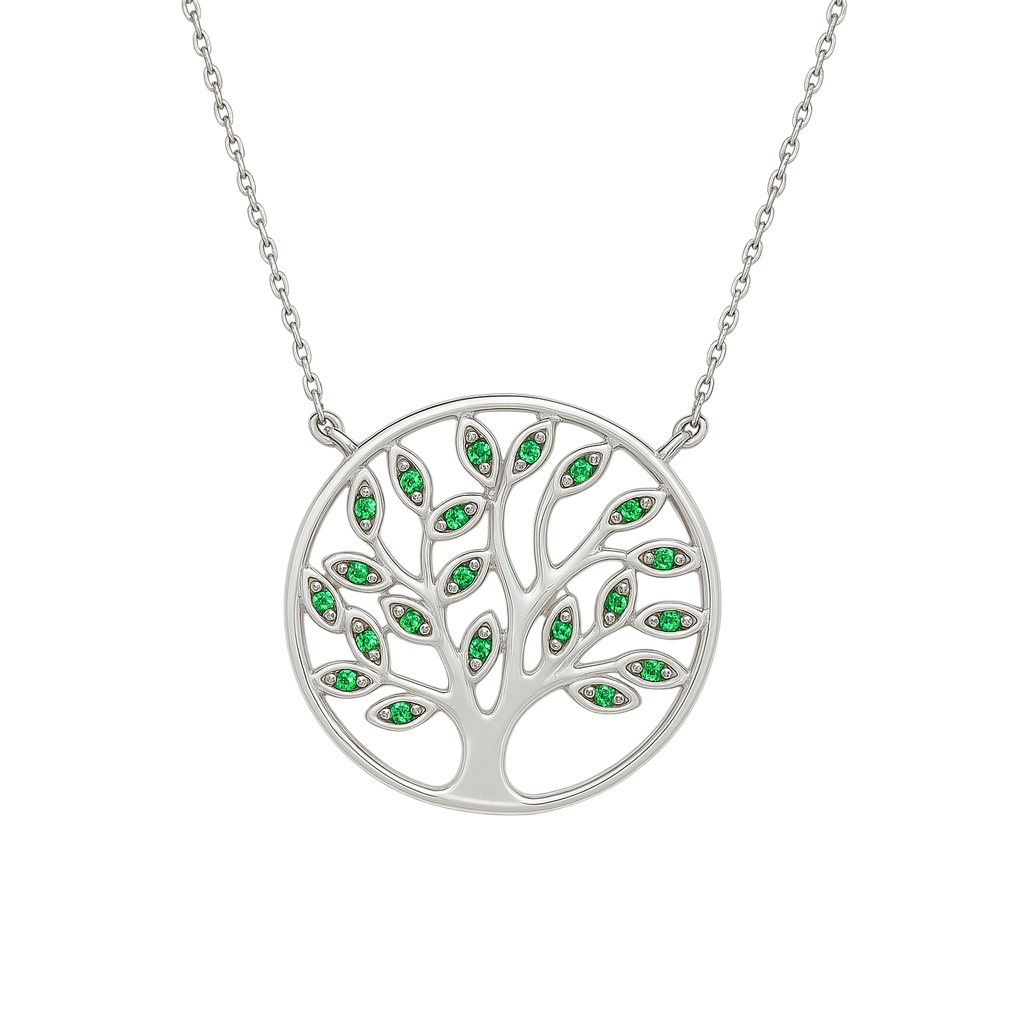 Collier Grand Arbre de Vie en Argent 925 Rhodié