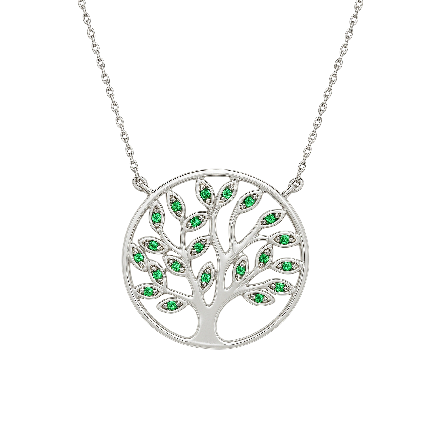Collier Grand Arbre de Vie en Argent 925 Rhodié