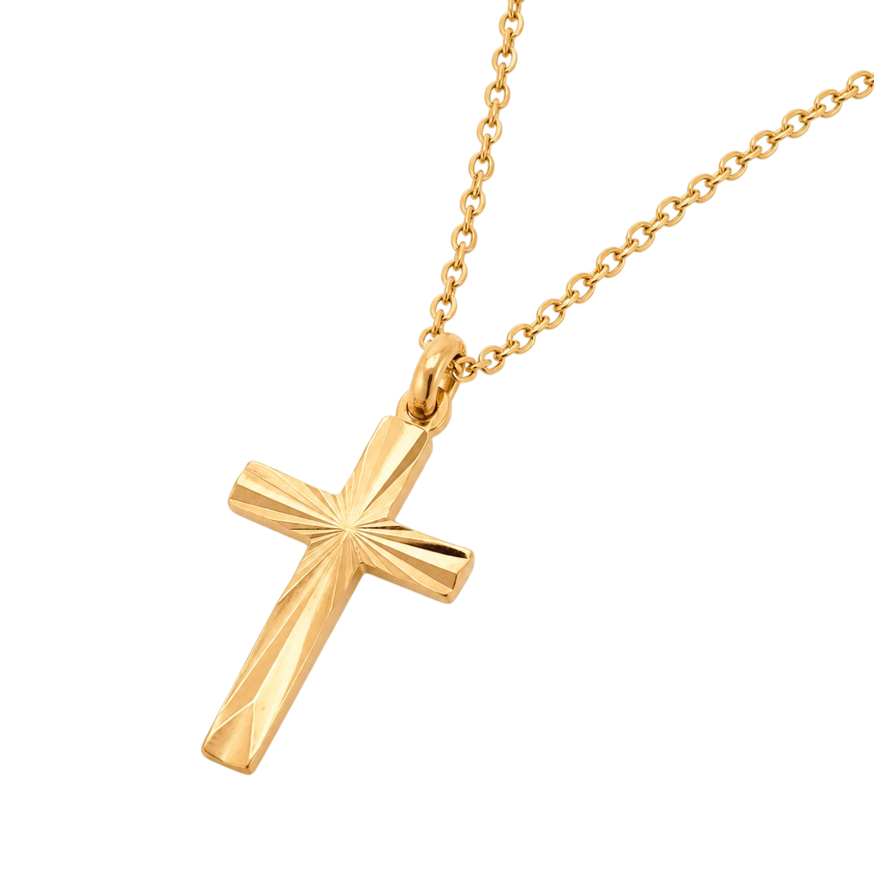 Collier Croix en Plaqué Or Jaune 18 Carats – Pendentif Gravé | Orinae
