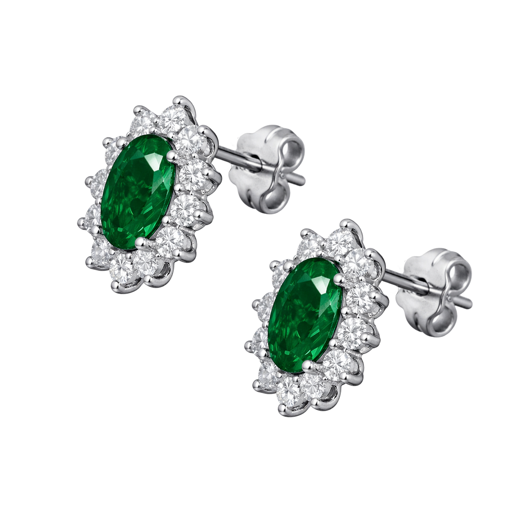Boucles d’oreilles Éclat Émeraude – Argent 925 Rhodié