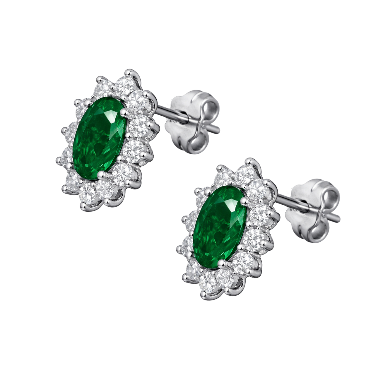 Boucles d’oreilles Éclat Émeraude – Argent 925 Rhodié