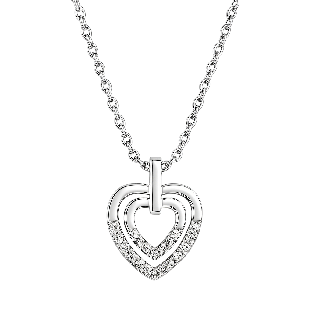 Collier Cœurs Entrelacés en Argent 925 Rhodié & Zirconium