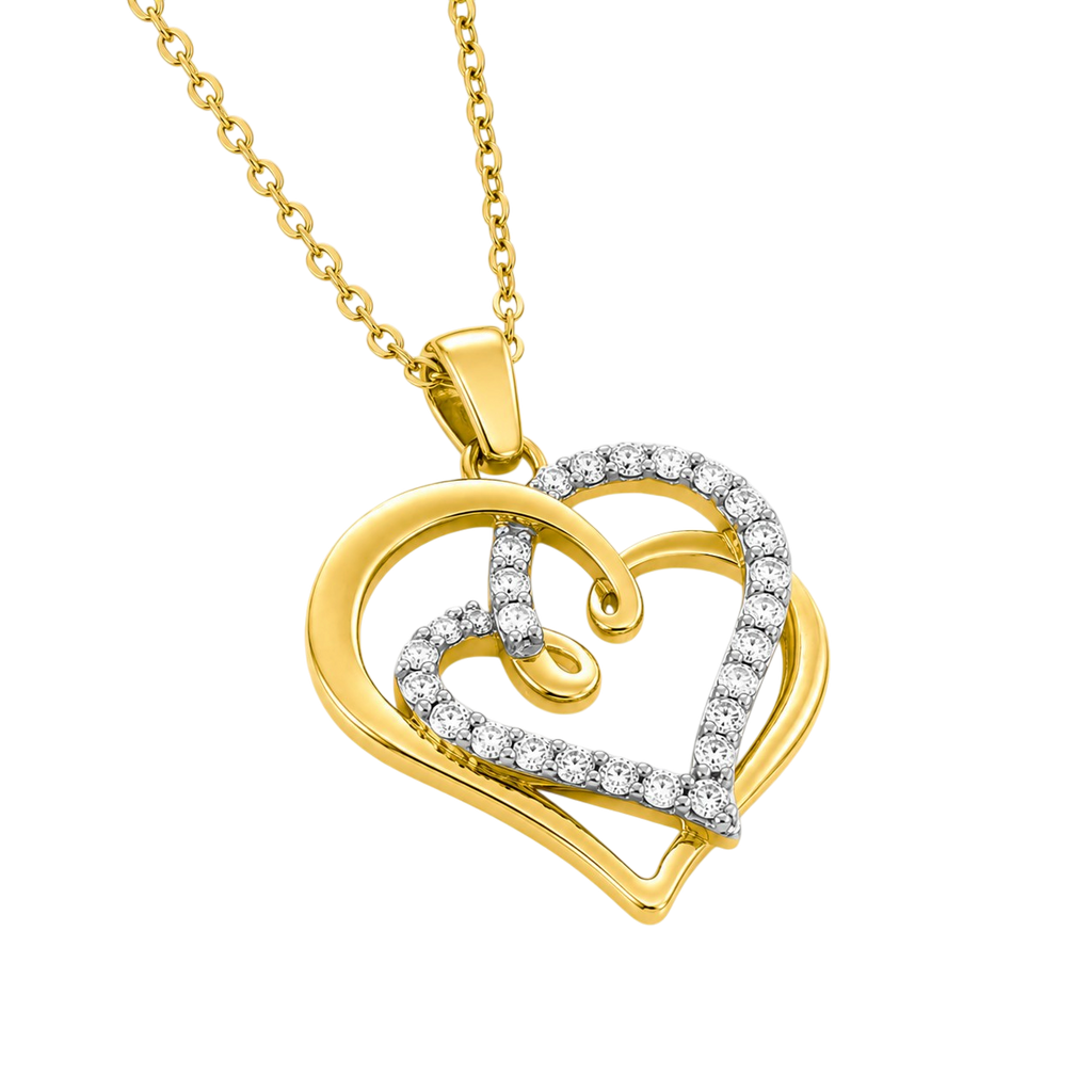 Collier Cœurs Entrelacés – Plaqué Or 18 Carats & Zirconiums