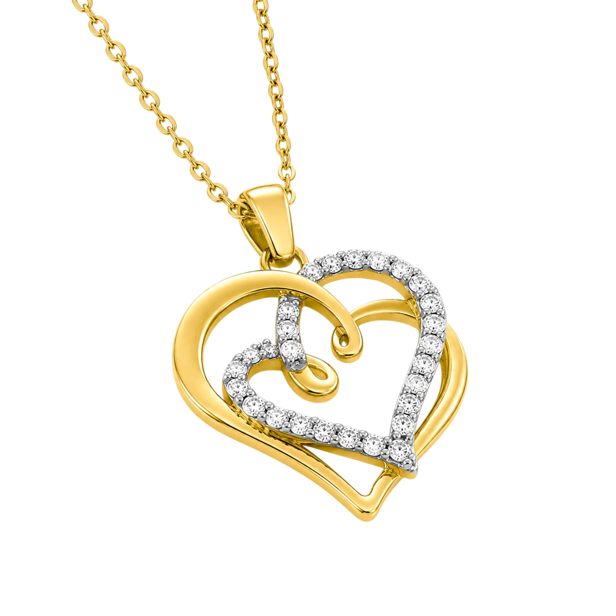 Collier Cœurs Entrelacés – Plaqué Or 18 Carats & Zirconiums