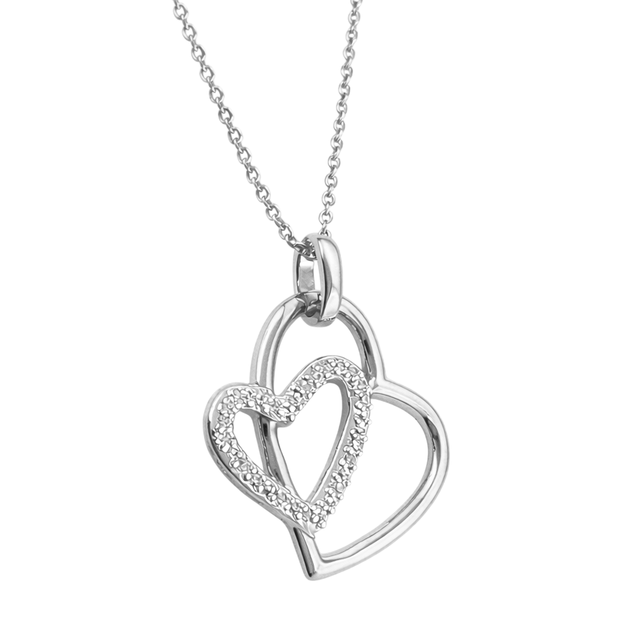 Collier Cœur Entrelacé en Argent 925 Rhodié & Zirconium