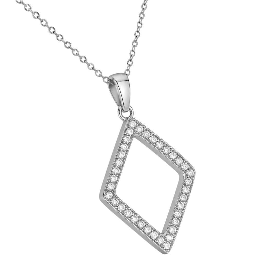 Collier Losange Zirconiums en Argent 925 Rhodié
